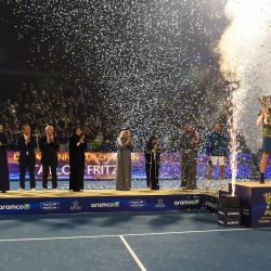مباراة استعراضية بين نجوم التنس العالميين وأبطال المملكة تبهر جمهور كأس الدرعية للتنس