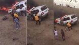 جدة: رجل الأمن منقذ المواطن بعد سقوط سيارته واشتعال النيران بها يروي تفاصيل الحادث (فيديو)