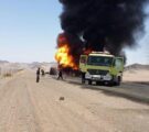 إخماد حريق ناقلة على طريق المدينة – الرياض