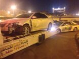 مرور الرياض يطيح بقائد سيارة رفض التوقف وصدم سيارة أخرى (فيديو)