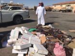 بلدية طريف تغلق 3 محلات وتصادر كمية من المواد الغذائية الفاسدة