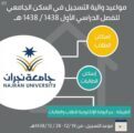 جامعة نجران تعلن مواعيد التسجيل في السكن الطلابي للفصل الدراسي الأول لعام 1439هـ