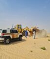 بلدية غرب الدمام تزيل 28 مخيم وصندقة مخالفة على طريق مطار الملك فهد